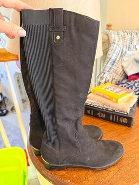 Kenneth Cole Black Tall Riding Boots with Low Heel